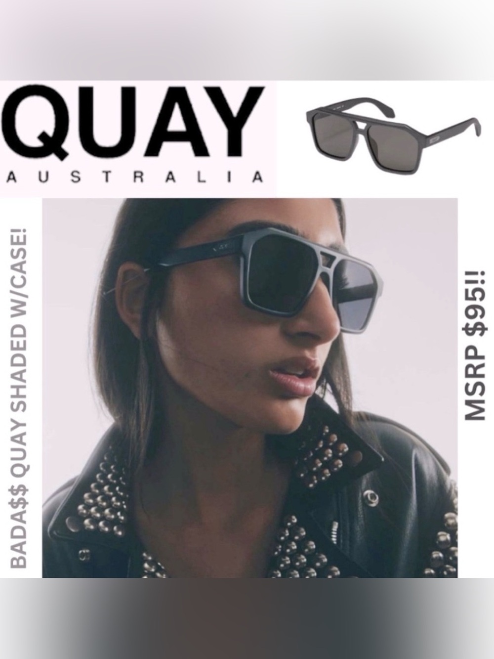 NWT! QUAY AUSTRALIA BADA$$ POLARIZED AVIATOR SHADES! MINT CONDITION W/ CASE!